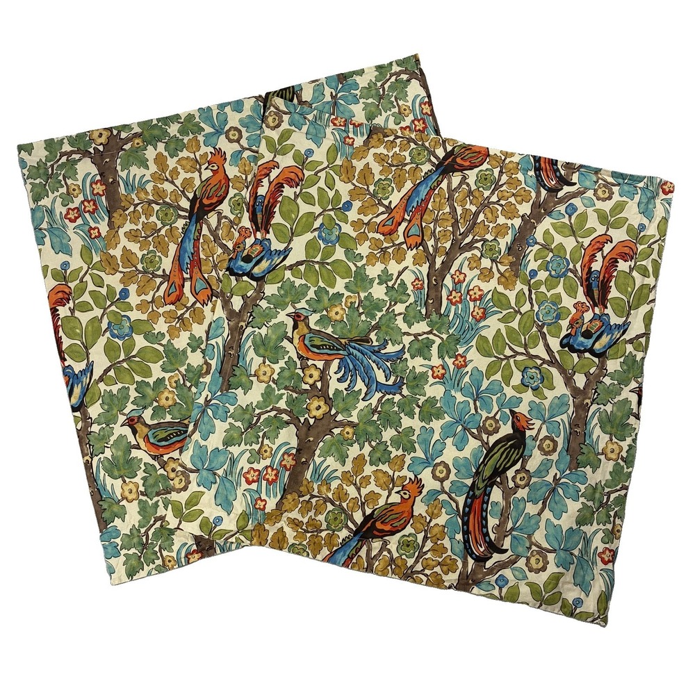 Pottery Barn Mayle Bird Euro Pillow Shams Cotton Set Of 2 28"x30" Cottagecore